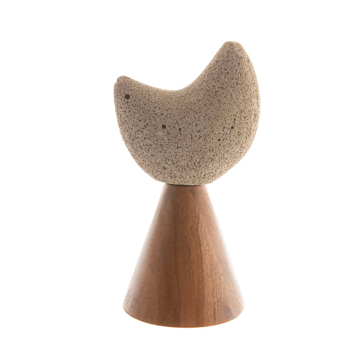 Acacia Wood & Fiber Stone Bird Ornament