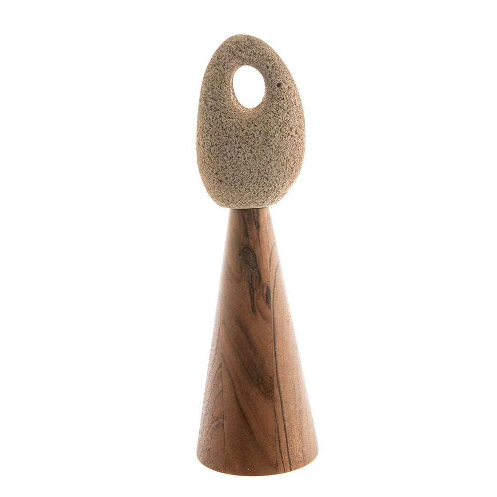 Acacia Wood & Fiber Stone Oval Ornament