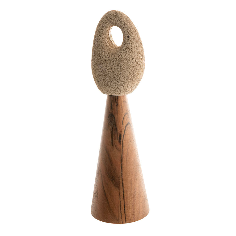 Acacia Wood & Fiber Stone Oval Ornament