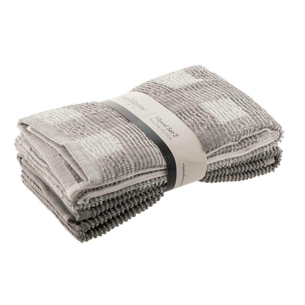 Tea Towel Set/2 Grey Terry