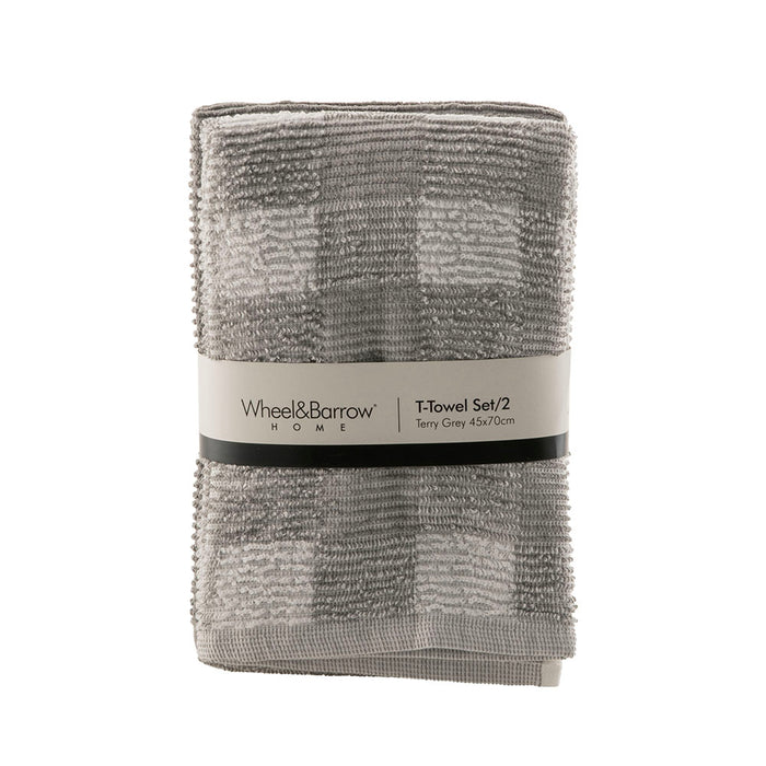 Tea Towel Set/2 Grey Terry