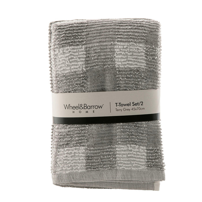 Tea Towel Set/2 Grey Terry