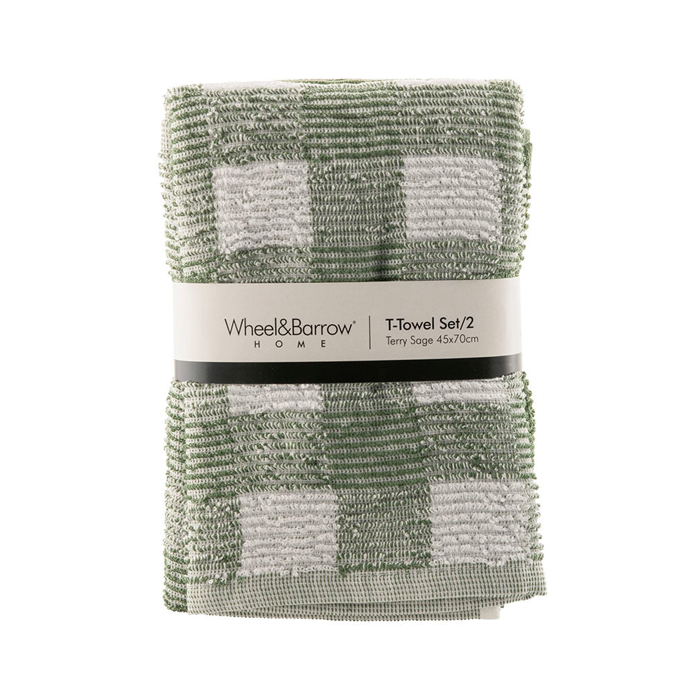 Tea Towel Set/2 Sage Terry