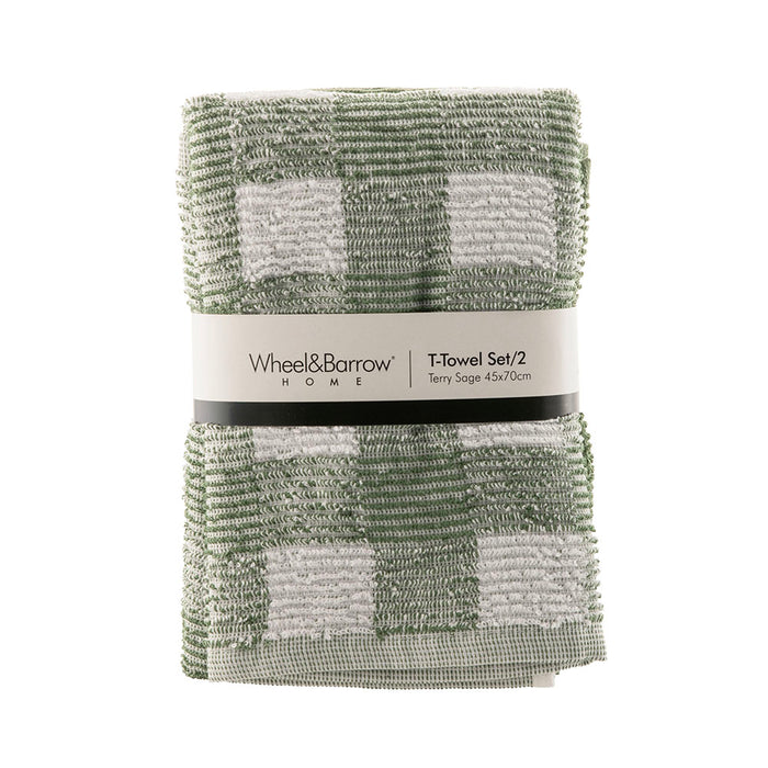 Tea Towel Set/2 Sage Terry