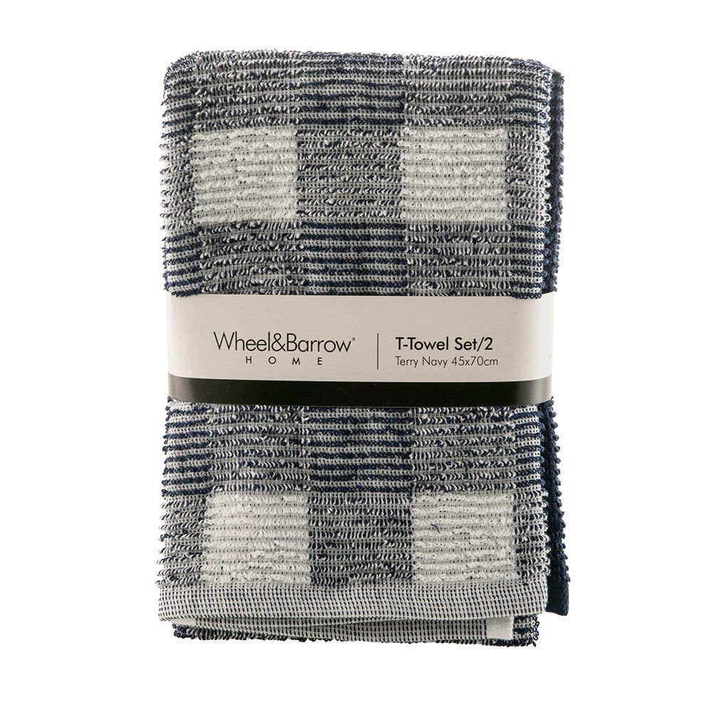 Tea Towel Set/2 Navy Terry