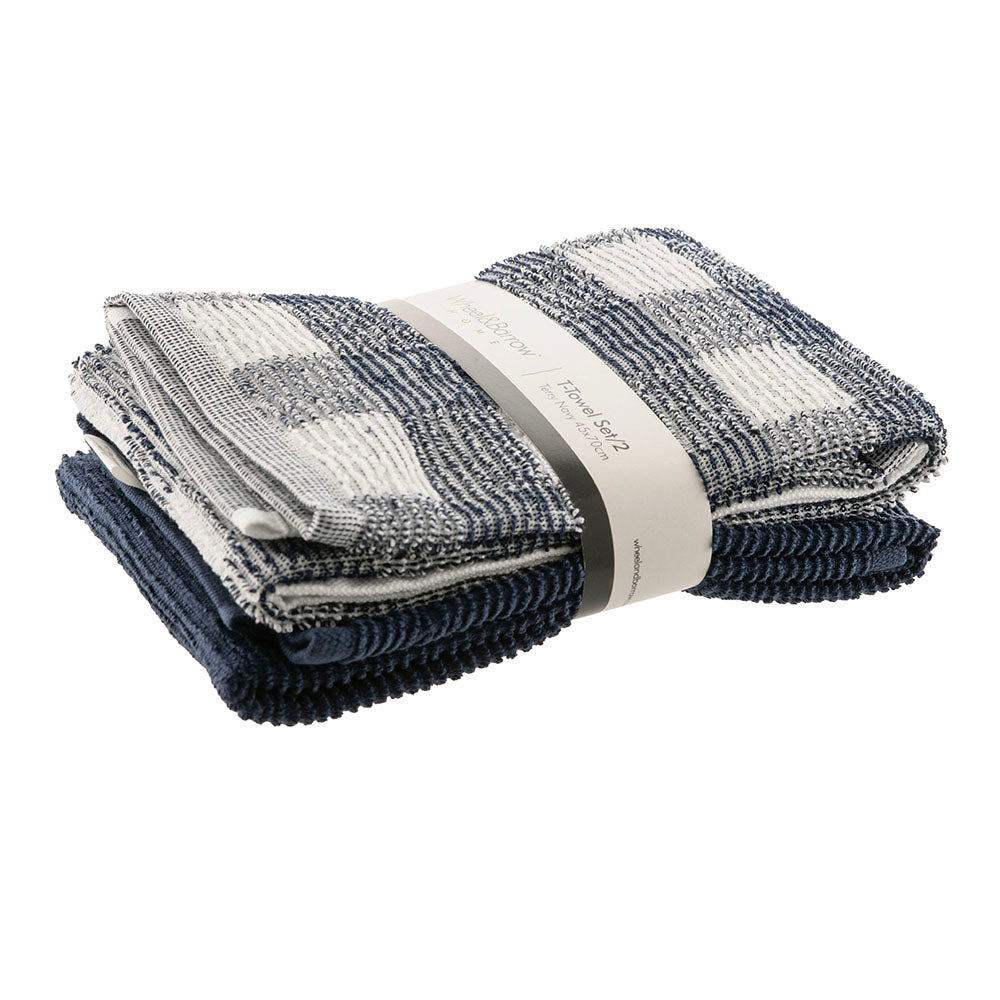 Tea Towel Set/2 Navy Terry