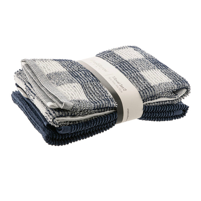 Tea Towel Set/2 Navy Terry