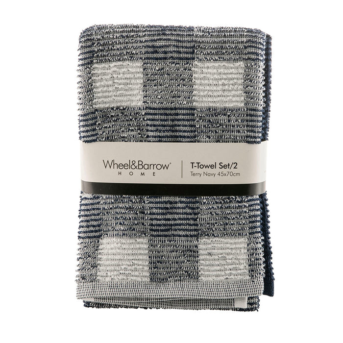 Tea Towel Set/2 Navy Terry