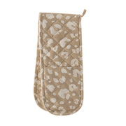 Beige & White Leopard Print 18x90cm Double Oven Mitt