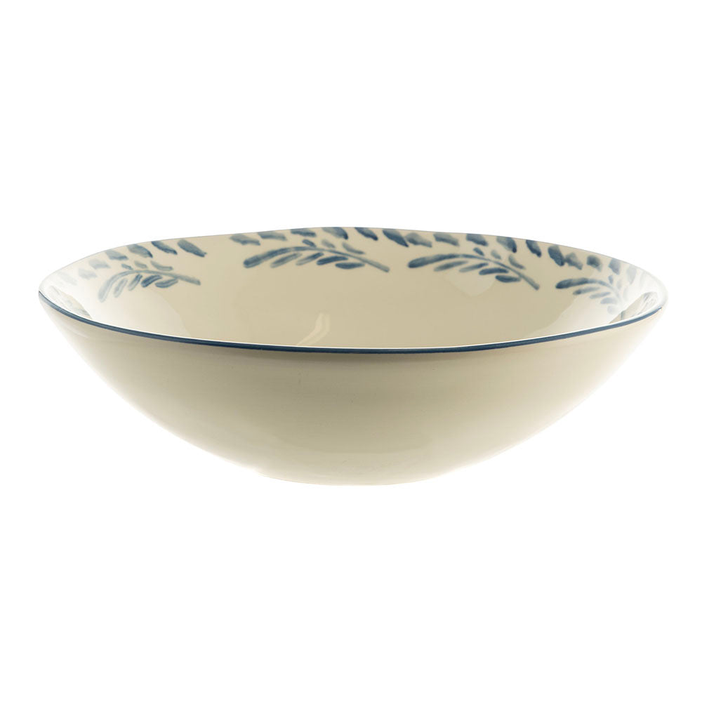 Blue Leaf Round 31cm Ceramic Salad Bowl