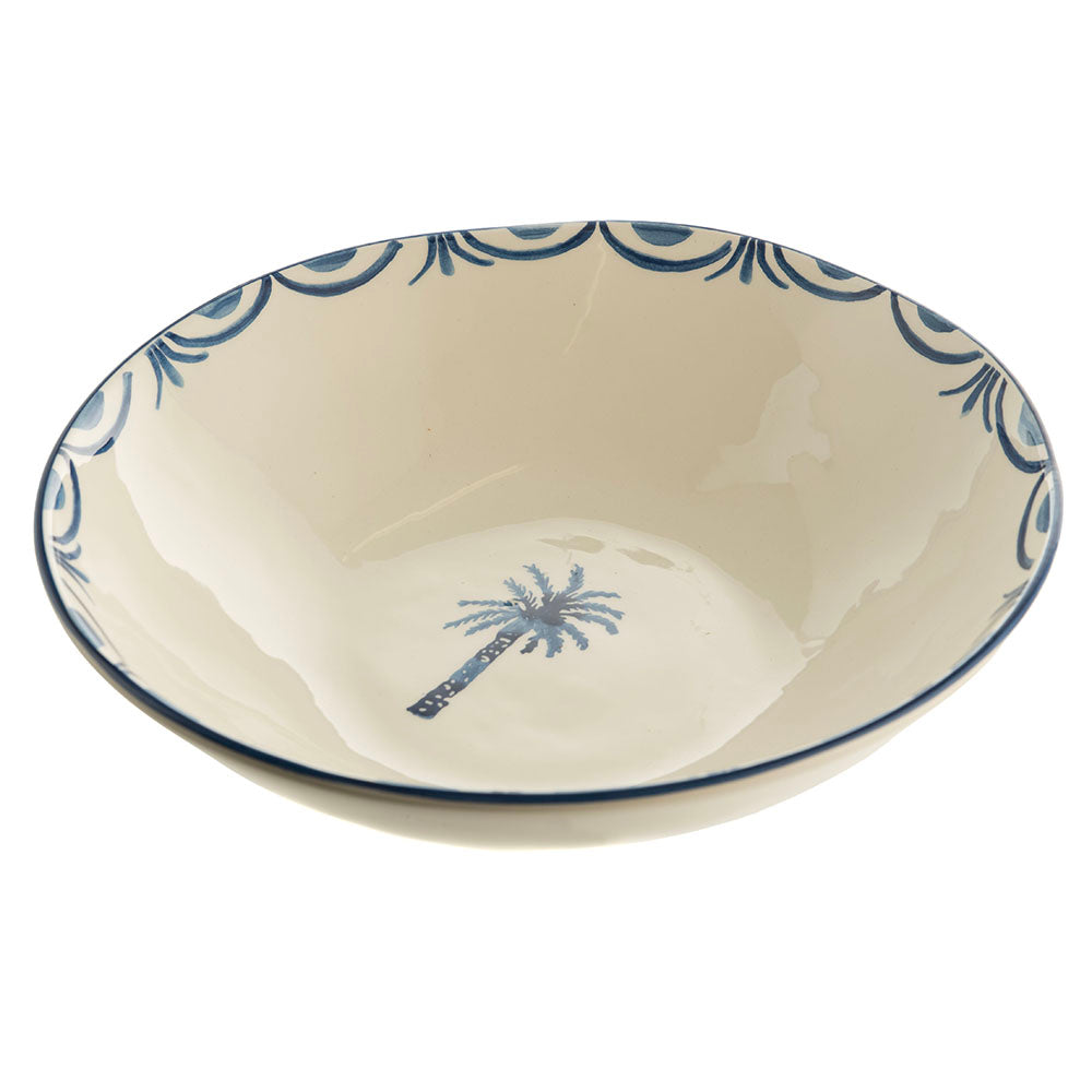 Blue Palm Round 31cm Ceramic Salad Bowl