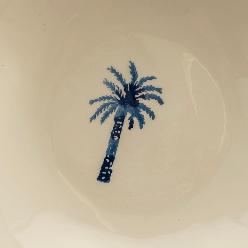 Blue Palm Round 31cm Ceramic Salad Bowl