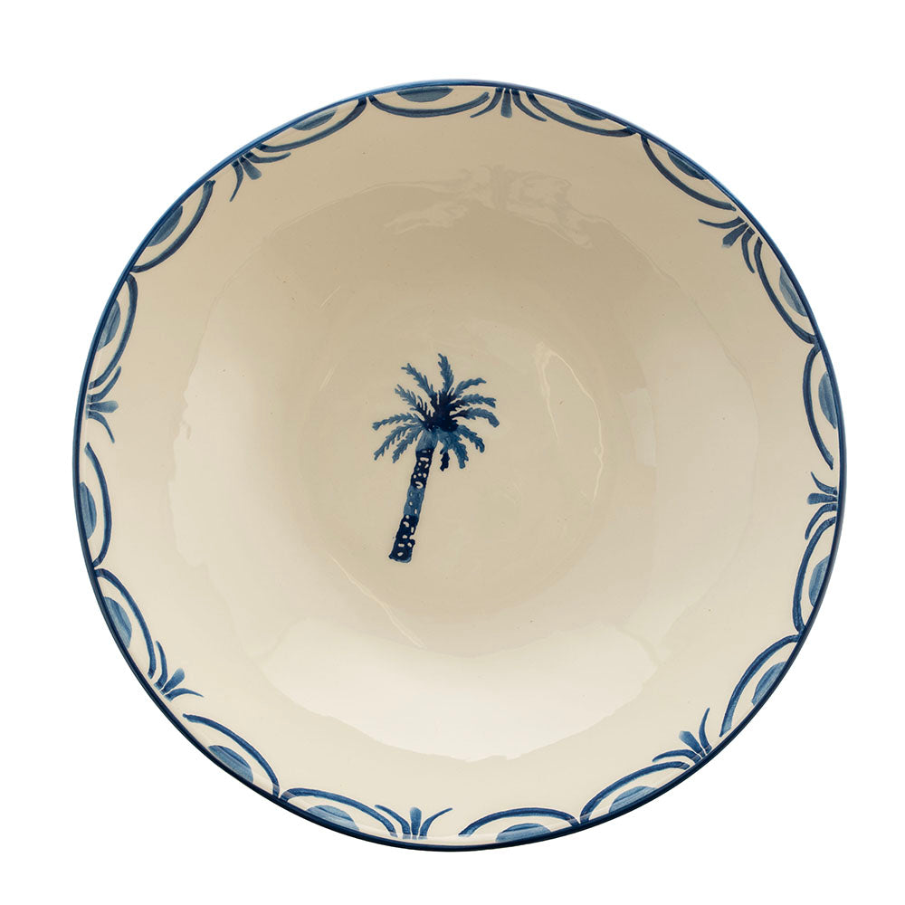 Blue Palm Round 31cm Ceramic Salad Bowl