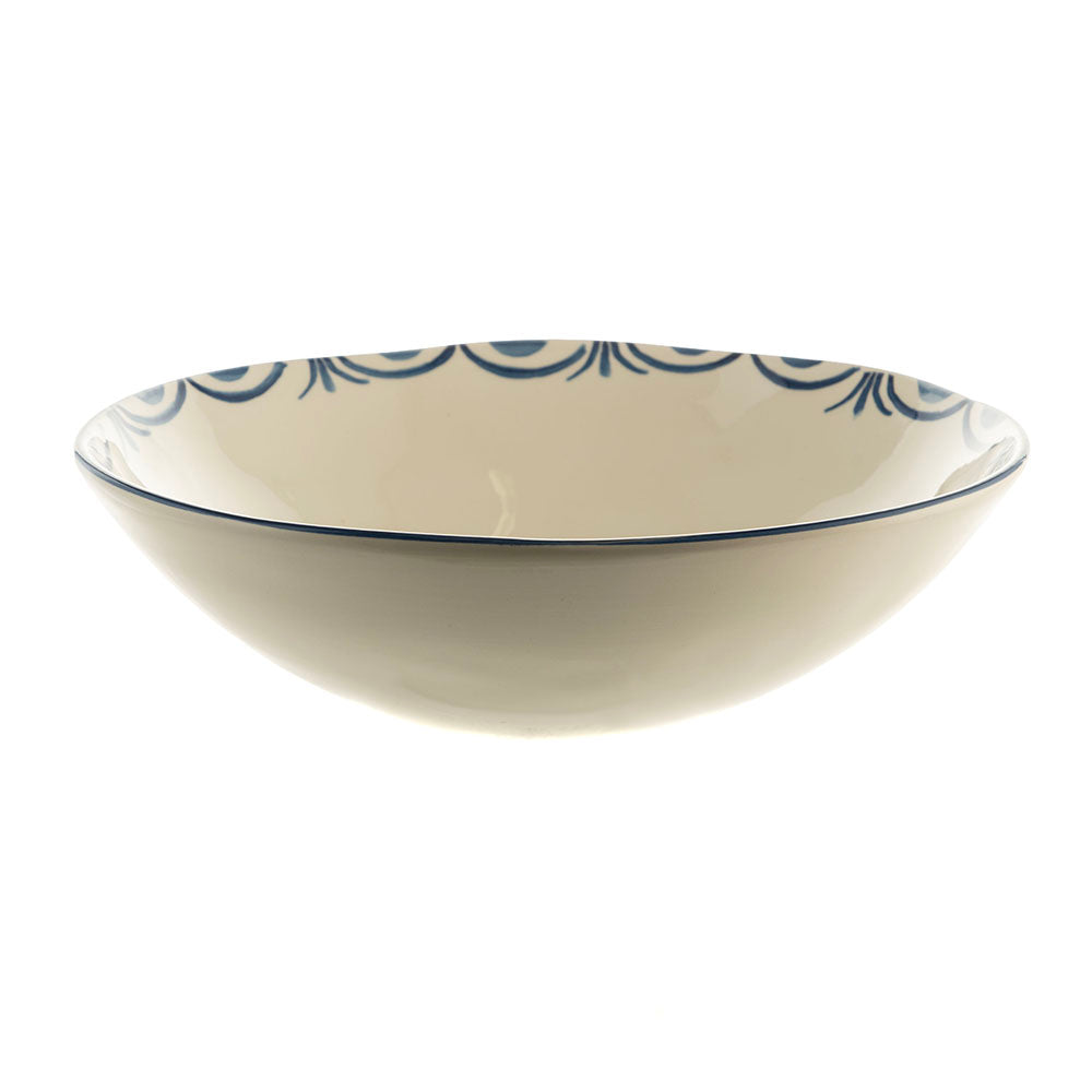 Blue Palm Round 31cm Ceramic Salad Bowl