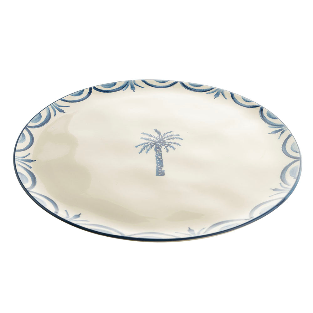 Blue Palm Round 31cm Ceramic Platter