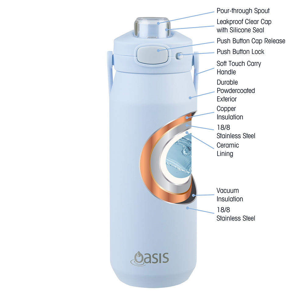 Oasis Ceramic Bottle Perriwinkle 750ml