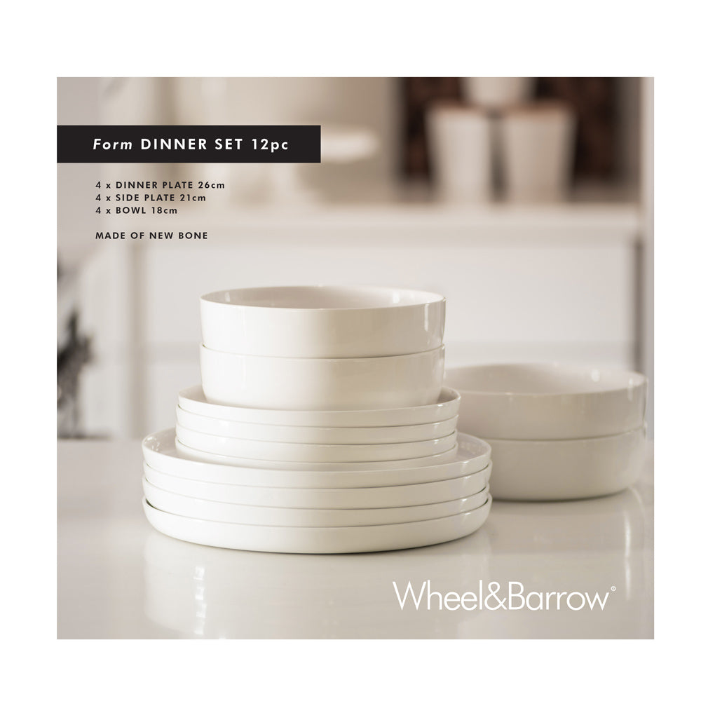 Form White 12 pc New Bone China Dinner Set