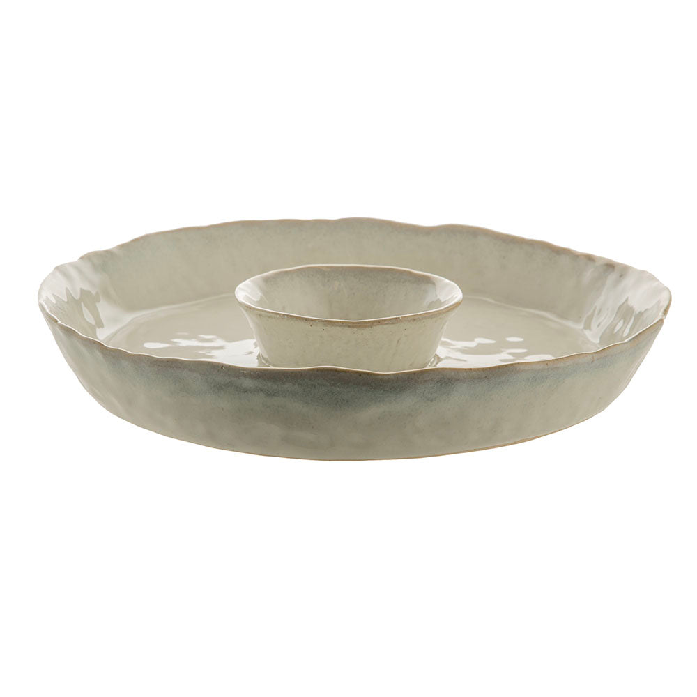 Monaco White Round 27cm Stoneware Chip & Dip Platter