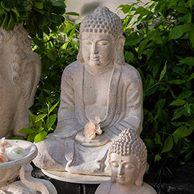 50x36cm Sandstone Sitting Buddha Statue