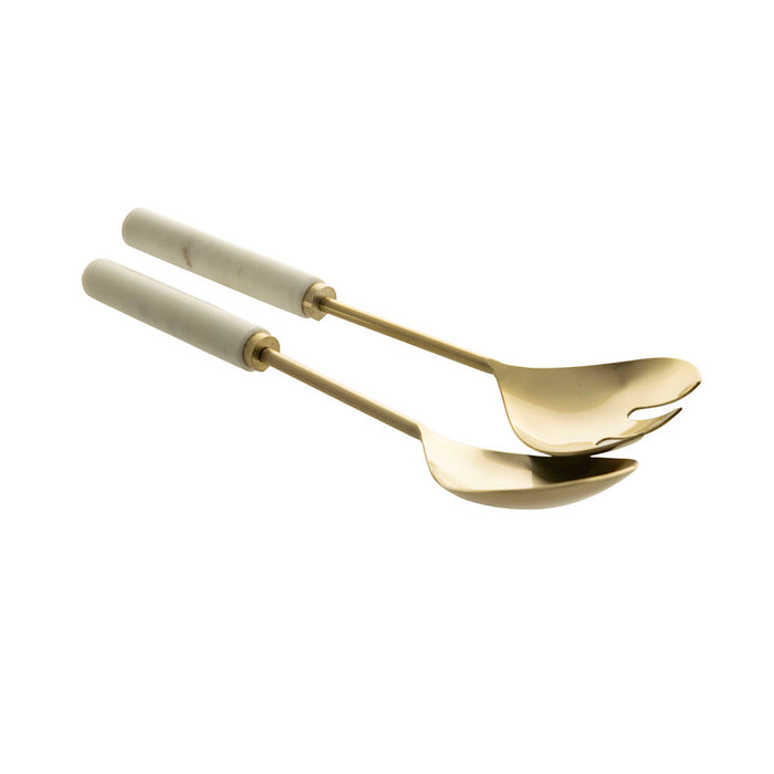 Salad Server Set Champagne with Marble Handle