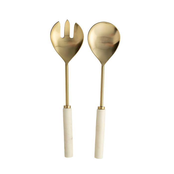 Salad Server Set Champagne with Marble Handle