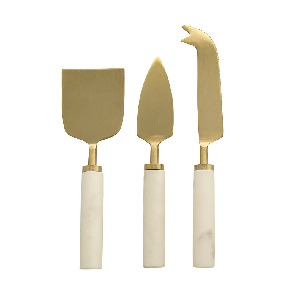 Cheese Knife Set Champagne with Marble Handle