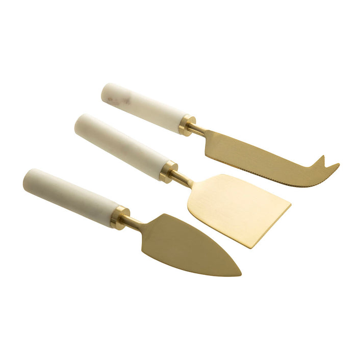 Cheese Knife Set Champagne with Marble Handle