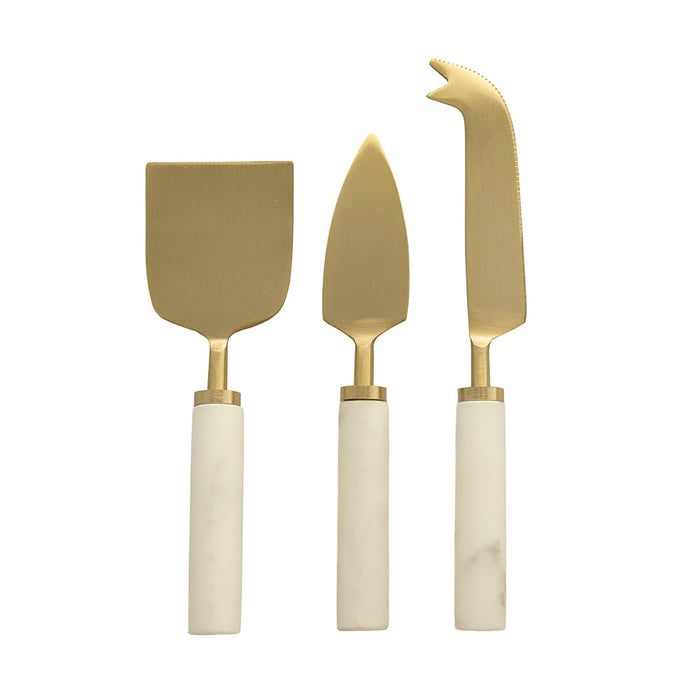 Cheese Knife Set Champagne with Marble Handle
