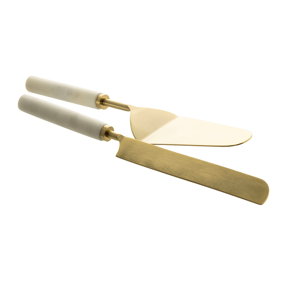 Cake Server Set Champagne with Marble Handle