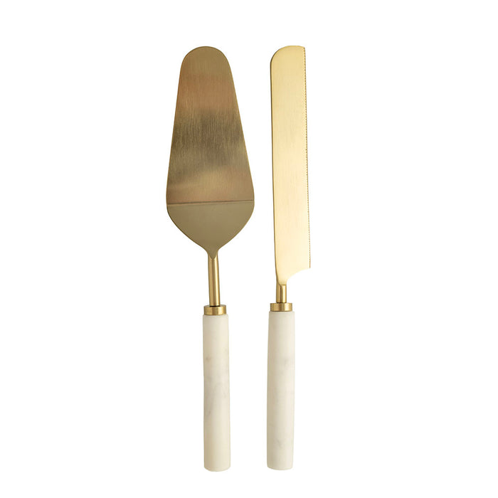 Cake Server Set Champagne with Marble Handle