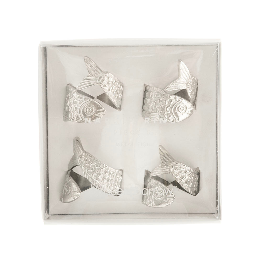 Fish Metal Napkin Ring Set/4