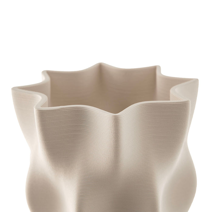 White Geo Pattern 3D Printed Ceramic Vase 18x49cm