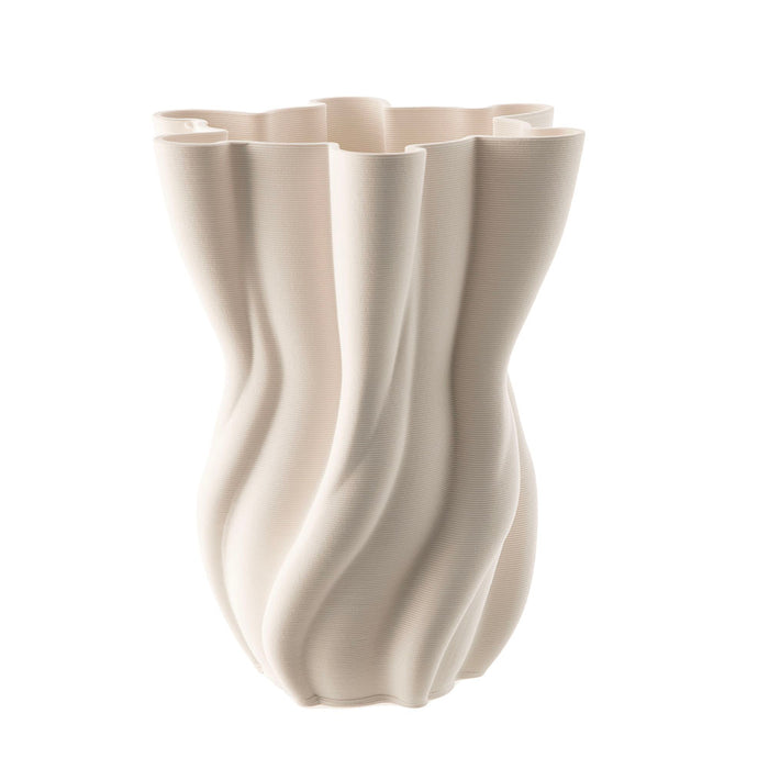 White Fluted 3D Printed Ceramic Vase 21x25cm