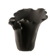 Black Flounced 29x26x27cm Ceramic Vase