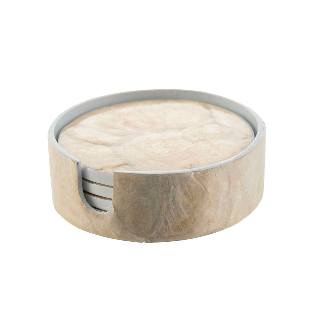 Gold Capiz Round Coaster Set/4
