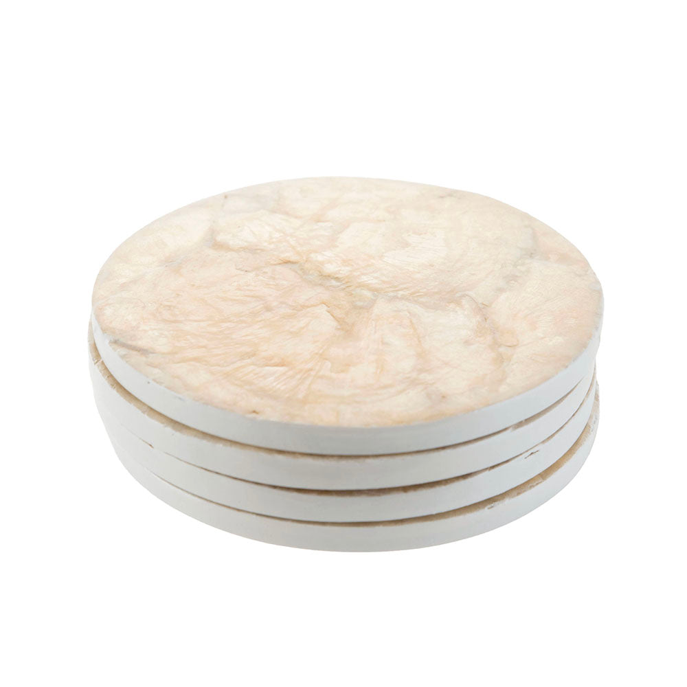 Gold Capiz Round Coaster Set/4
