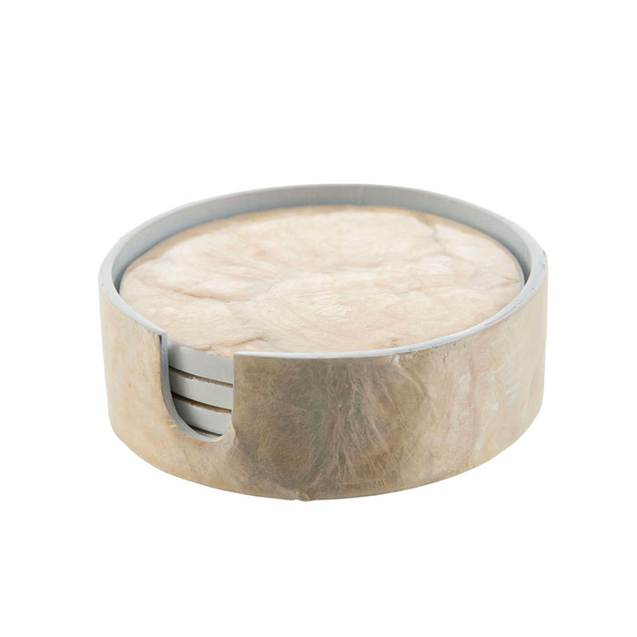 Gold Capiz Round Coaster Set/4