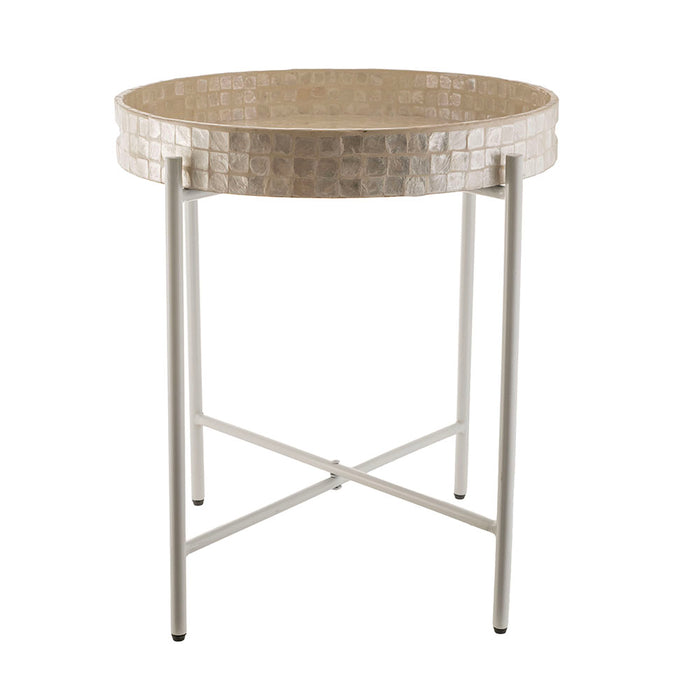 White Capiz Tray Side Table 48x52cm