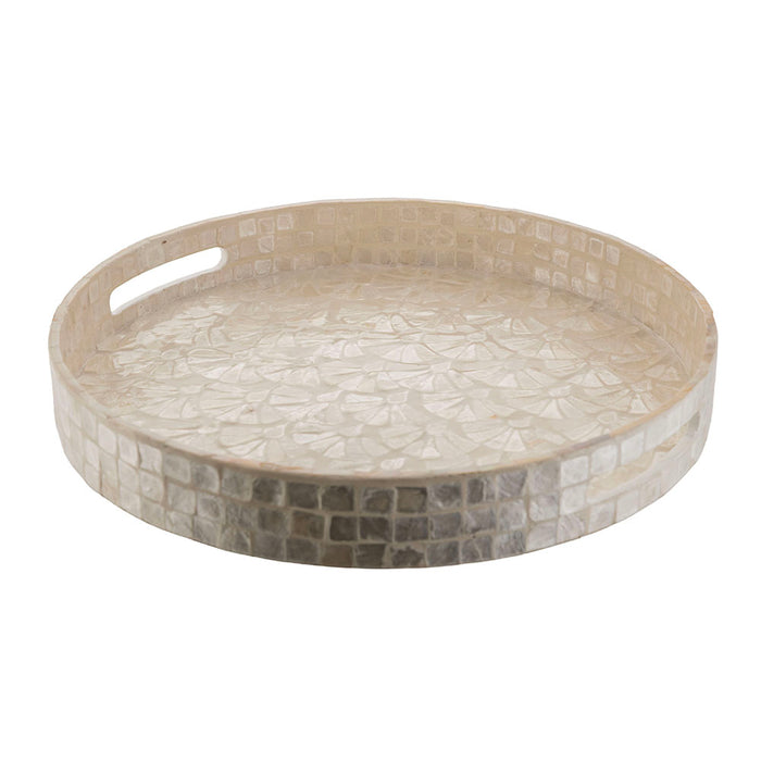 White Capiz Tray Side Table 48x52cm