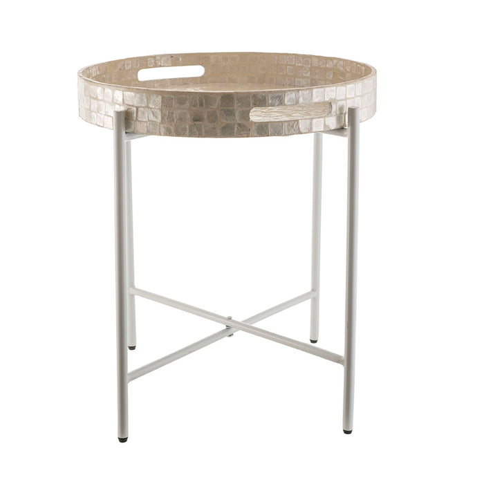 White Capiz Tray Side Table 48x52cm