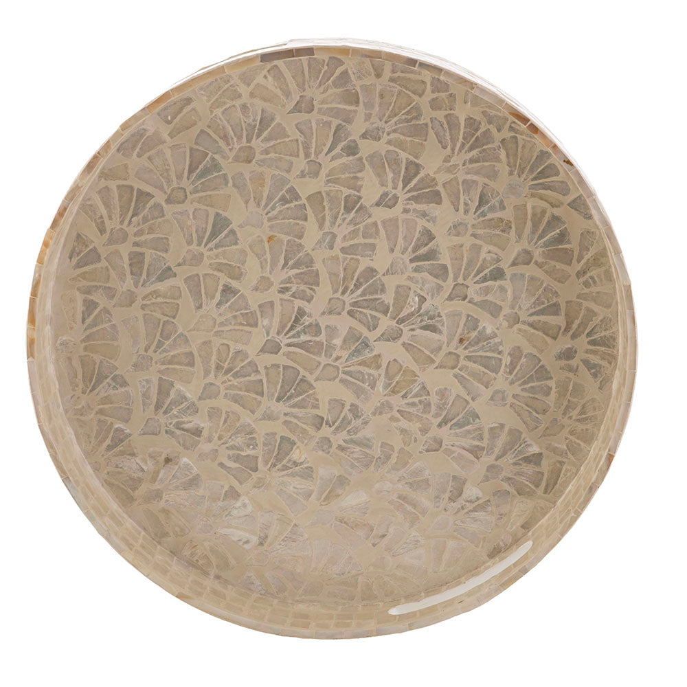 White Capiz Tray Side Table 48x52cm