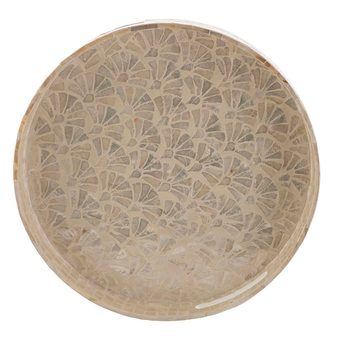 White Capiz Tray Side Table 48x52cm