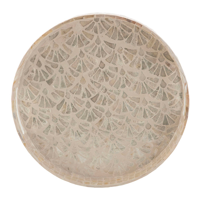 White Capiz Decorative Tray 40cm