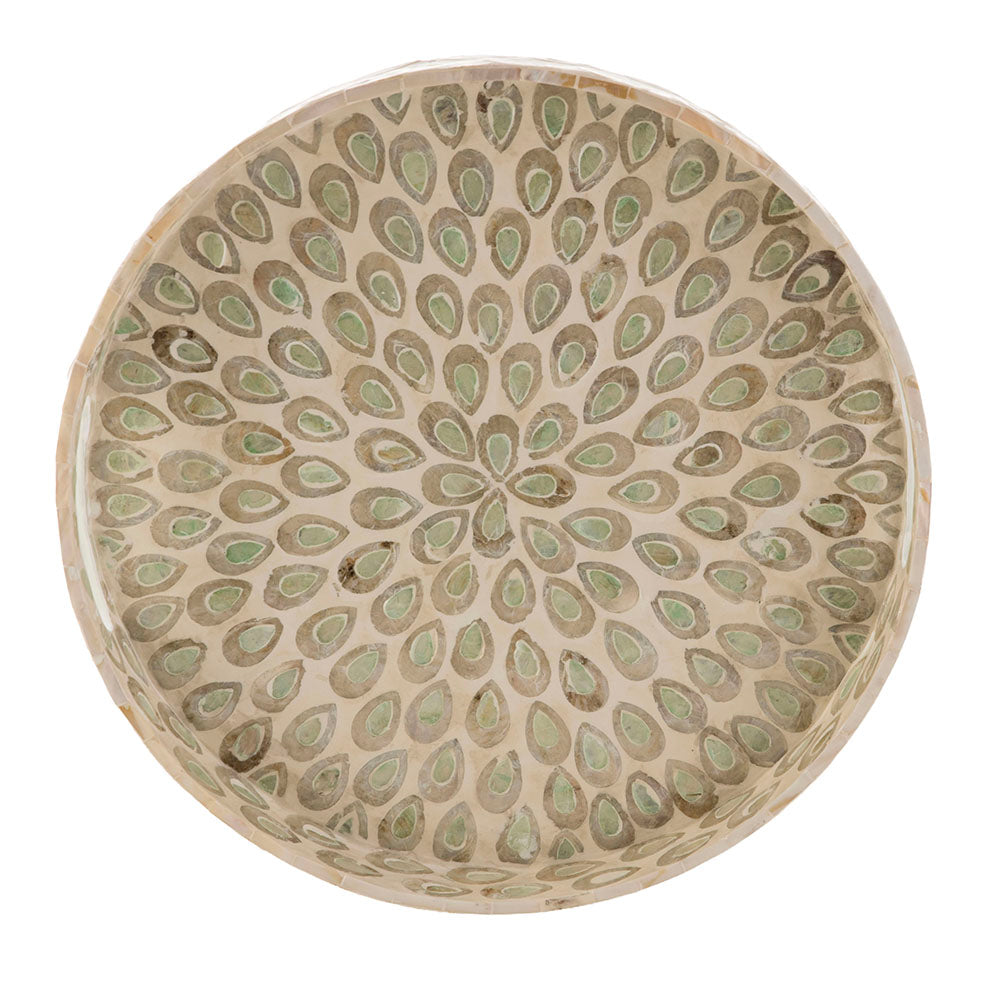 Fishscale Green Capiz Tray 40cm