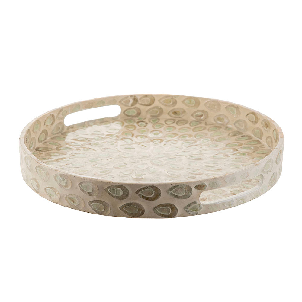 Fishscale Green Capiz Tray 40cm