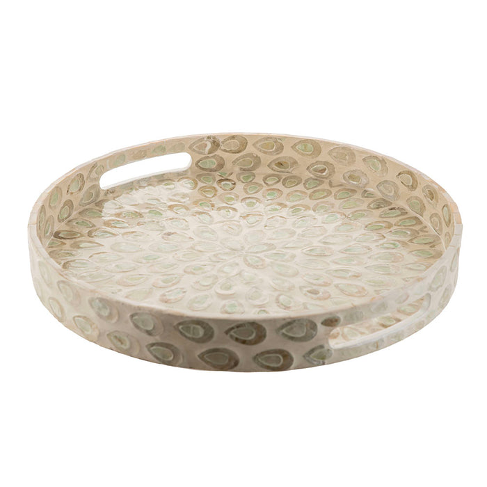 Fishscale Green Capiz Tray 40cm