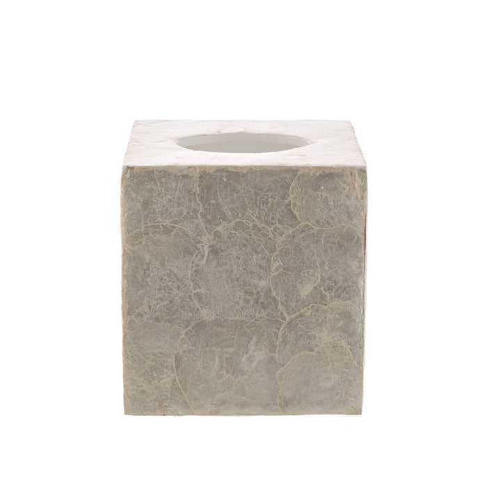 White Capiz Square Tissue Box Cover 14x15cm