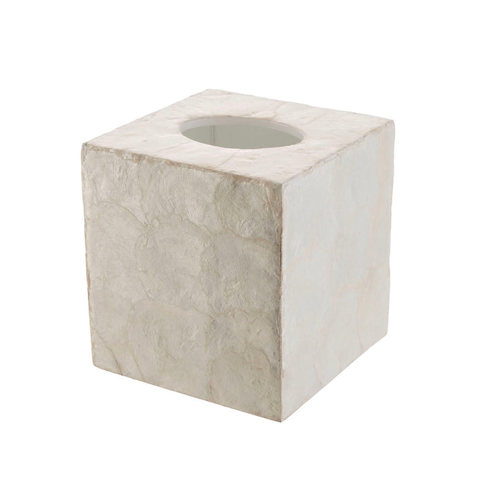 White Capiz Square Tissue Box Cover 14x15cm