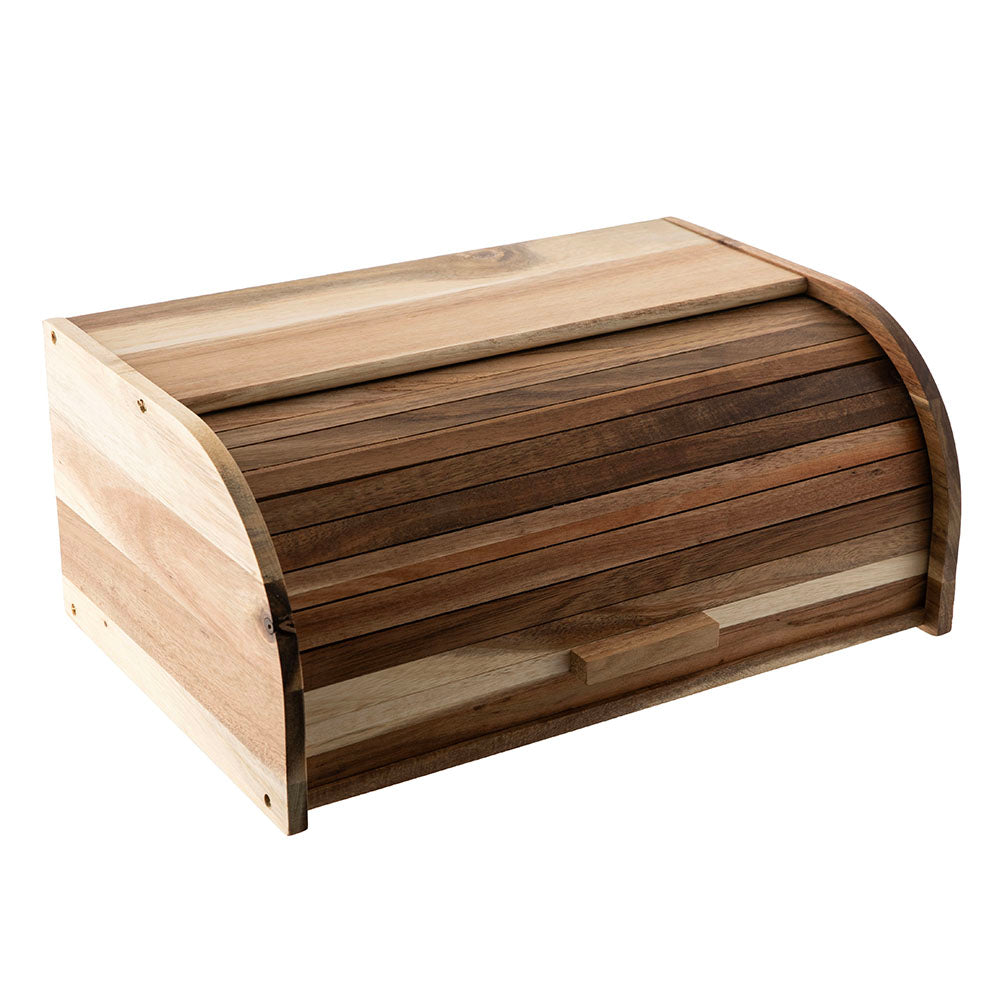 Acacia Wood 27x17cm Roll Top Bread Bin