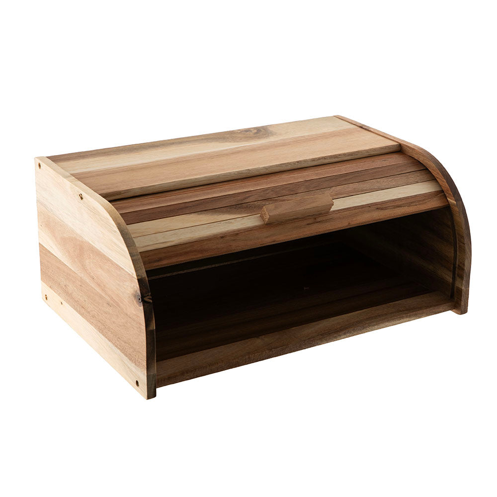 Acacia Wood 27x17cm Roll Top Bread Bin